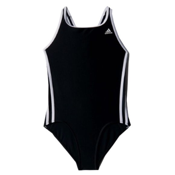 ADIDAS one piece swim suit kids black and white Infinitex - Picture 1 of 14
